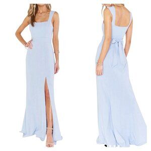 Show Me Your Mumu Paris Gown Blue Stretch Crepe Dress 2X Sample Sale
